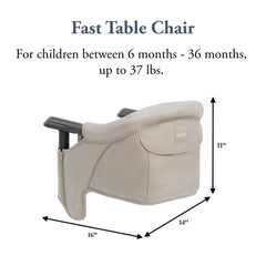 Inglesina Fast Table Chair shows a high backrest and padded seat for comfortable family meals.