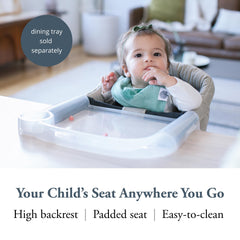 Inglesina Fast Table Chair cream attached to a table demonstrates secure seating for toddlers.
