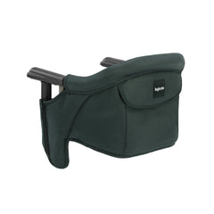 Inglesina Fast Table Chair in dark green, folded compactly for travel and storage.