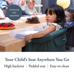 Inglesina Fast Table Chair attaches securely to tables up to 3.5 inches thick.