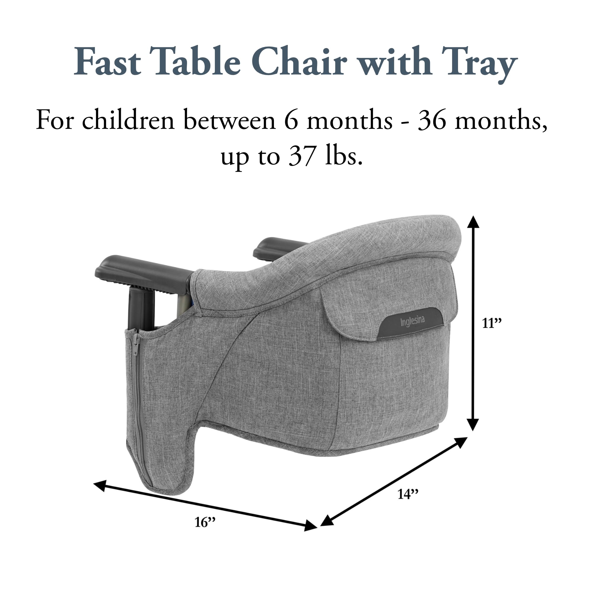 Inglesina Fast Table Chair folded compactly for easy travel and storage.