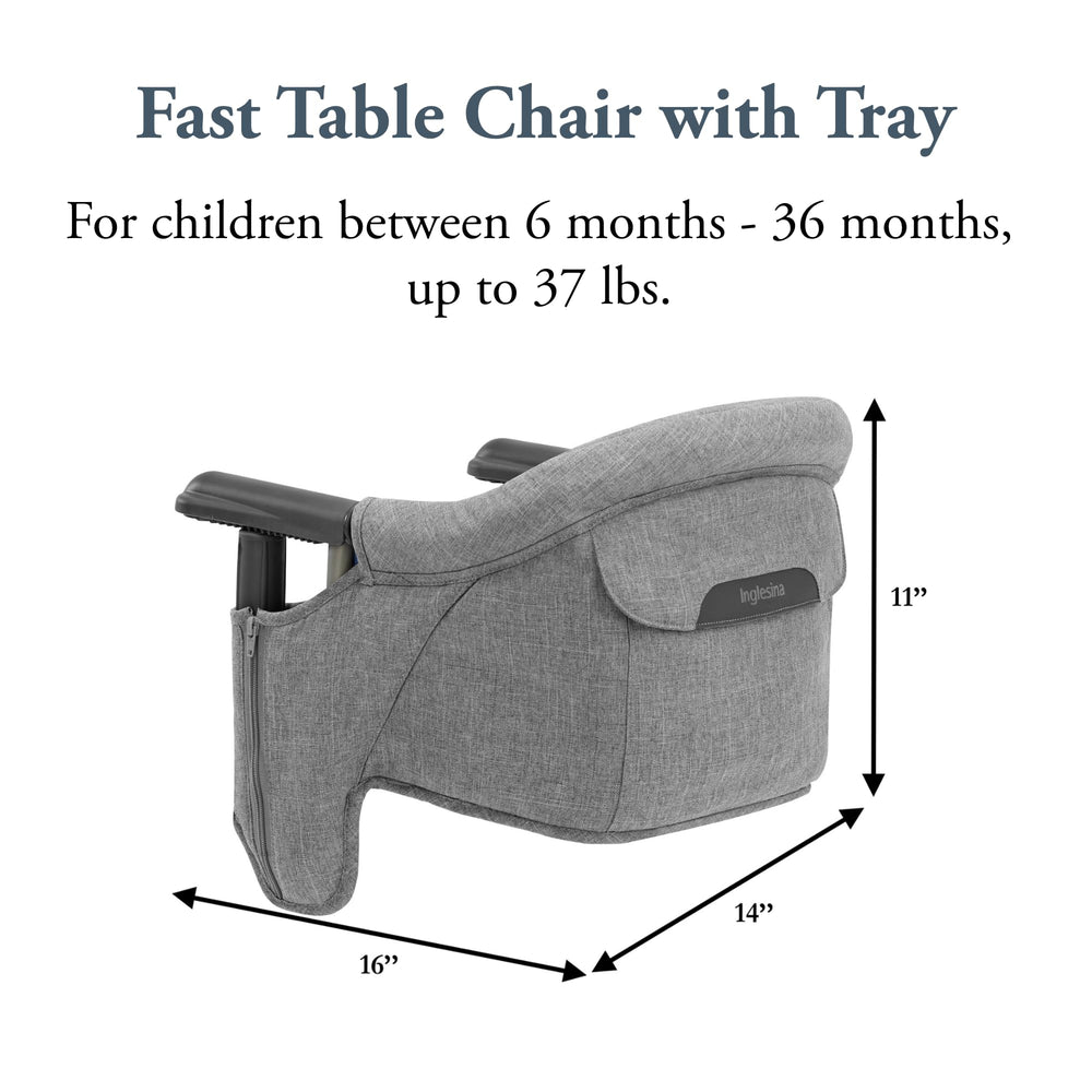 Inglesina Fast Table Chair folded compactly for easy travel and storage.