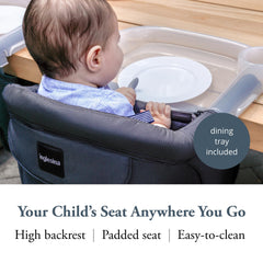 Inglesina Fast Table Chair folded image highlights compact storage for travel and small spaces.