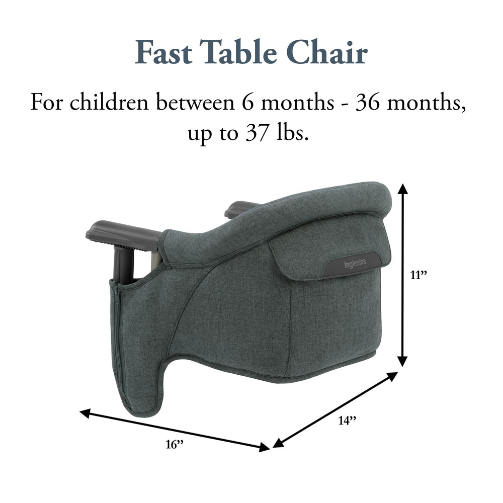 Inglesina Fast Table Chair high-backrest provides comfortable seating for toddlers.