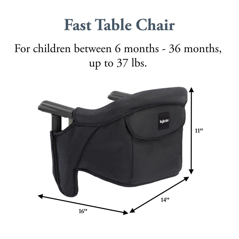 Inglesina Fast Table Chair high backrest and padding for comfortable seating.