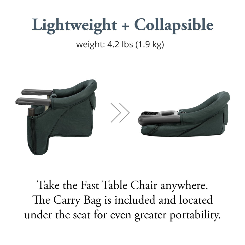 Inglesina Fast Table Chair in use at table with tray for convenient feeding.