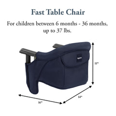 Inglesina Fast Table Chair Navy backrest closeup showing cushioned comfort for relaxed meals.