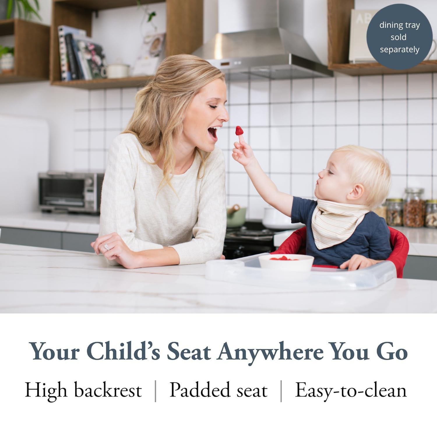 Inglesina Fast Table Chair red backrest comfort enhances sitting like a grown-up.