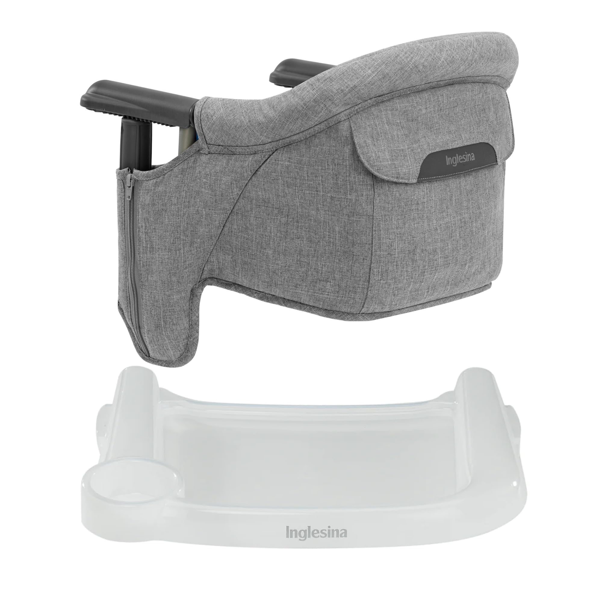 Inglesina Fast Table Chair in stone gray melange supports comfortable meals anywhere.