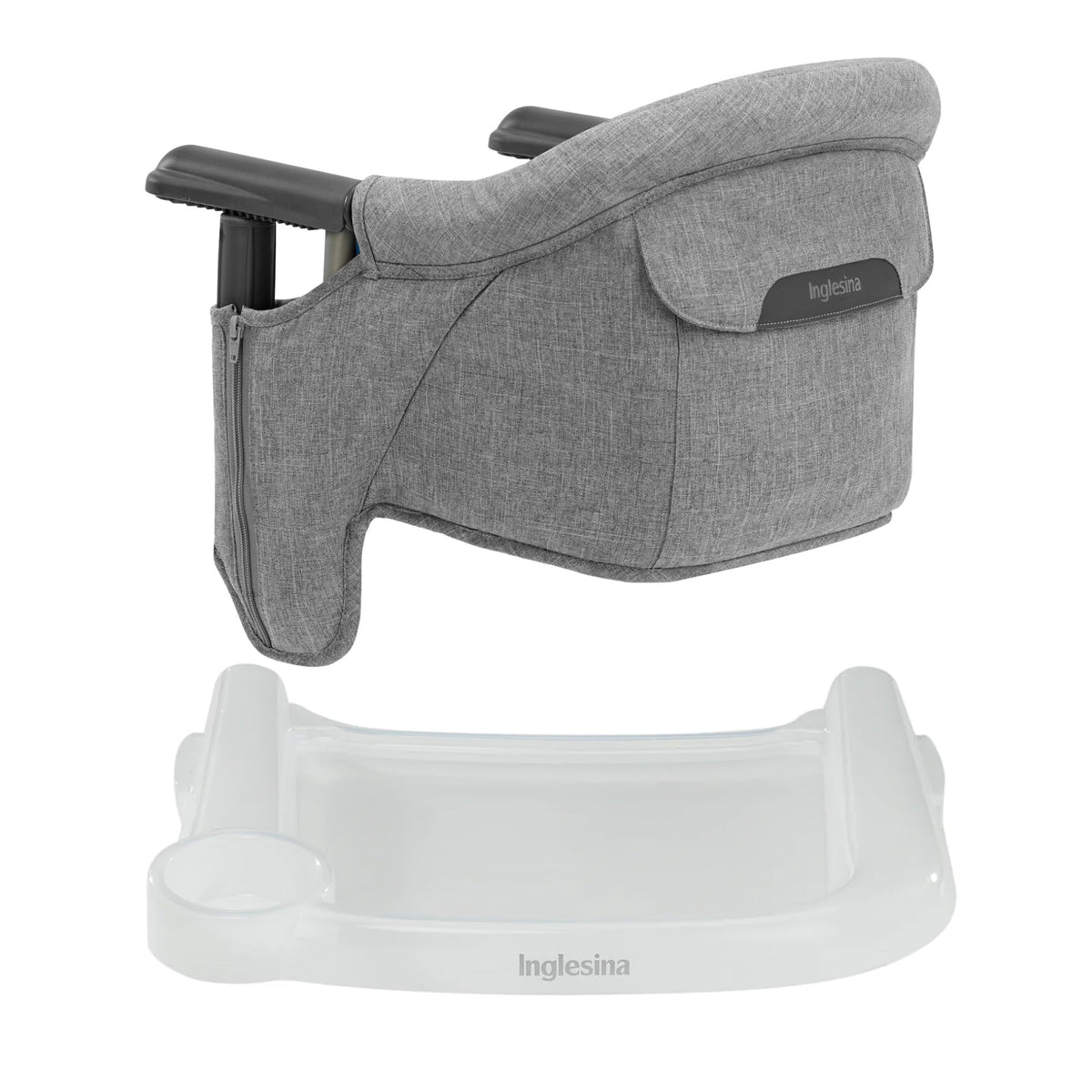 Inglesina Fast Table Chair in stone gray melange supports comfortable meals anywhere.