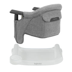Inglesina Fast Table Chair in stone gray melange supports comfortable meals anywhere.