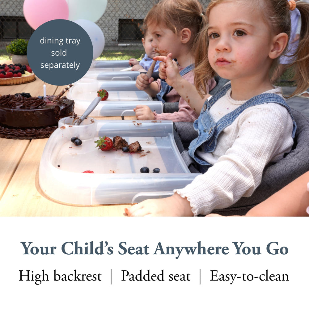 Inglesina Fast Table Chair attached to a table for secure dining on the go