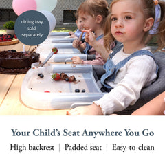 Inglesina Fast Table Chair attached to a table for secure dining on the go