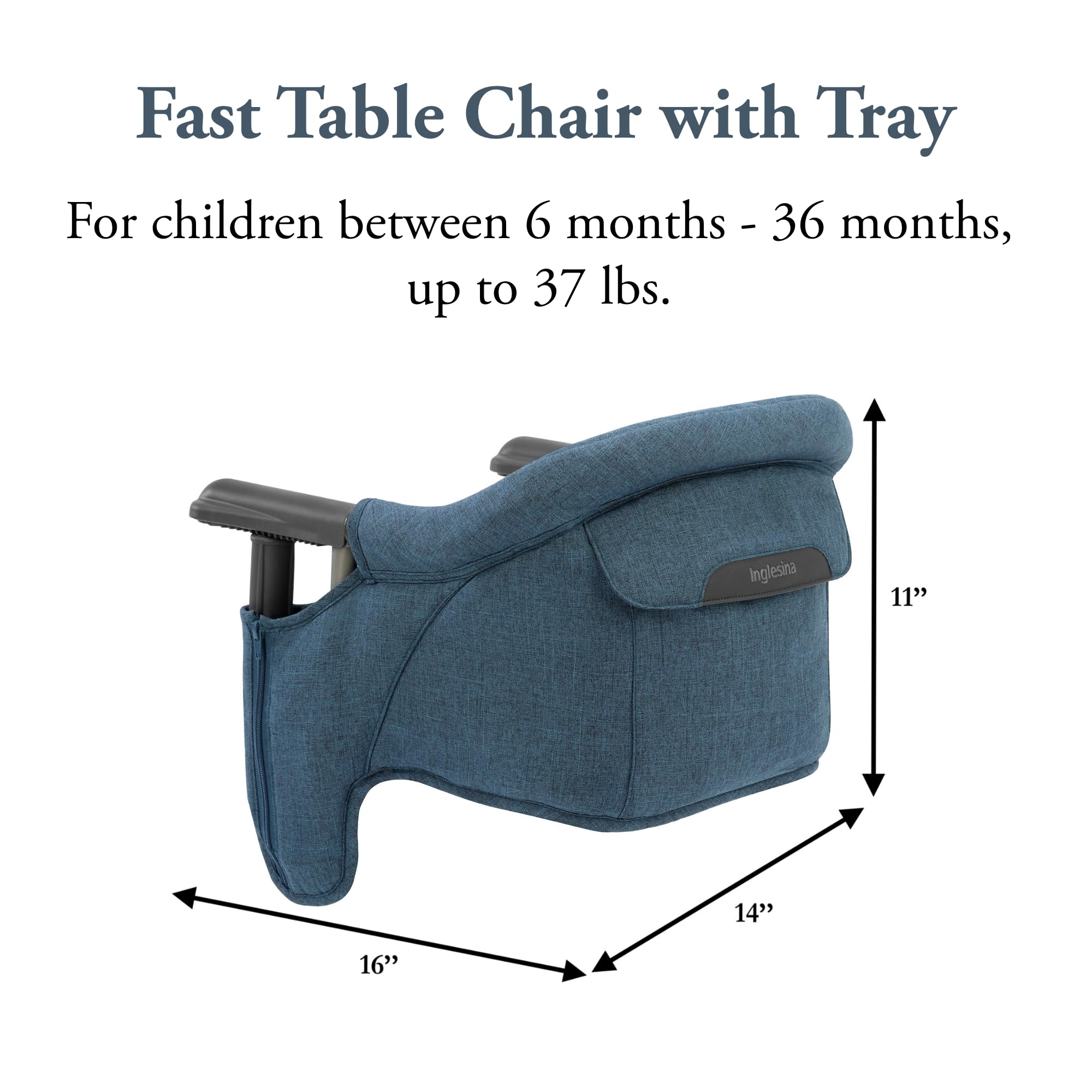 Inglesina Fast Table Chair fits tables 0.8–3.5 inches thick for versatile dining.