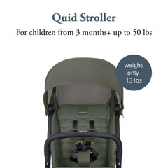 Inglesina Quid 2 Crocodile Green overhead-bin-ready design for airline travel.