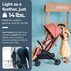 Inglesina Quid³ front wheels with suspension for smooth city rides.
