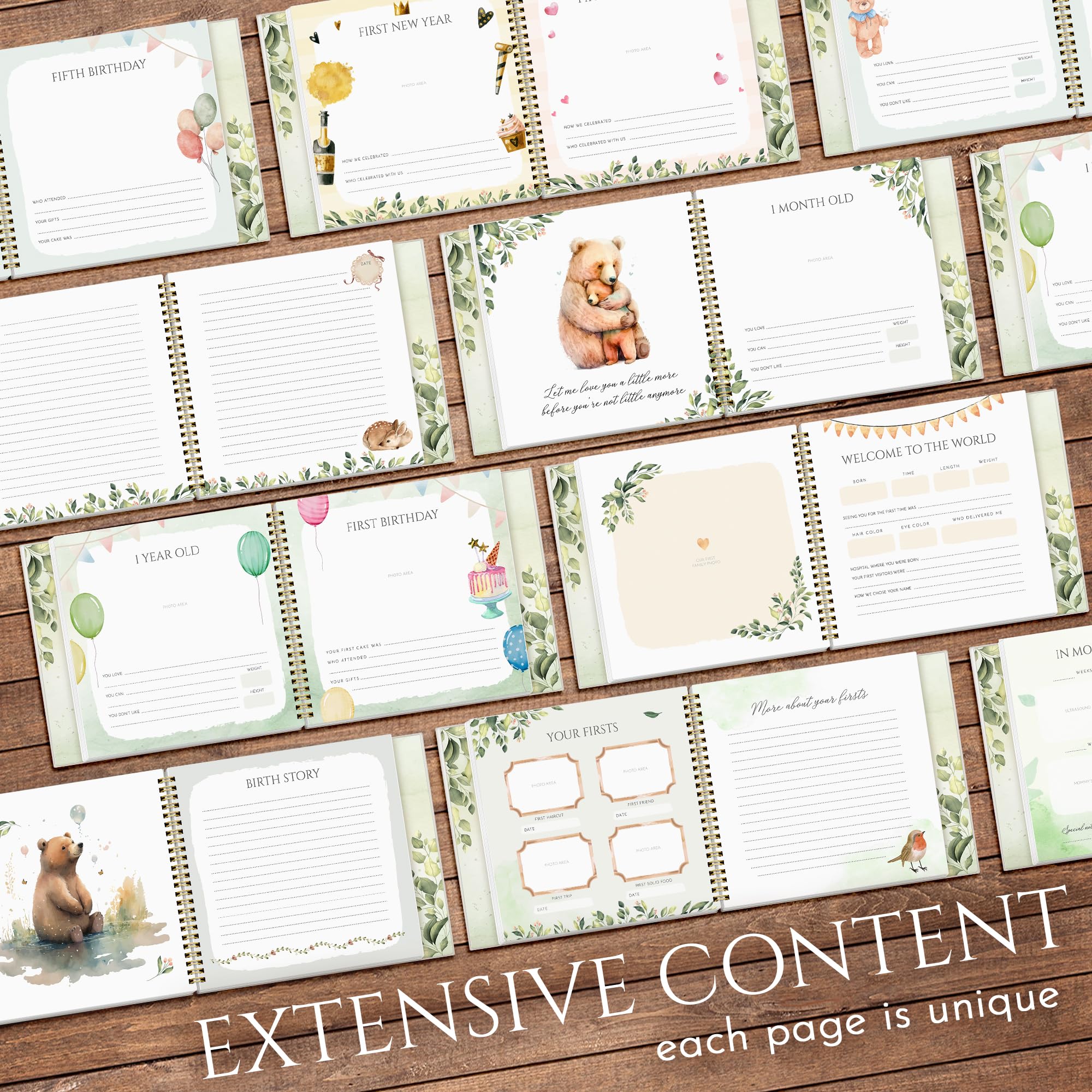 INGRAINED KITCHEN memory book first weeks layout simplifies milestone tracking for new parents.