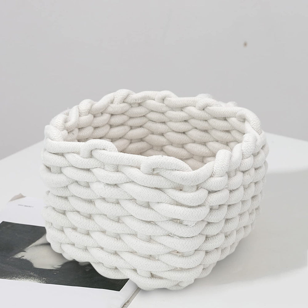 Inheming beige bathroom storage basket keeps essentials neatly tucked in minimal space