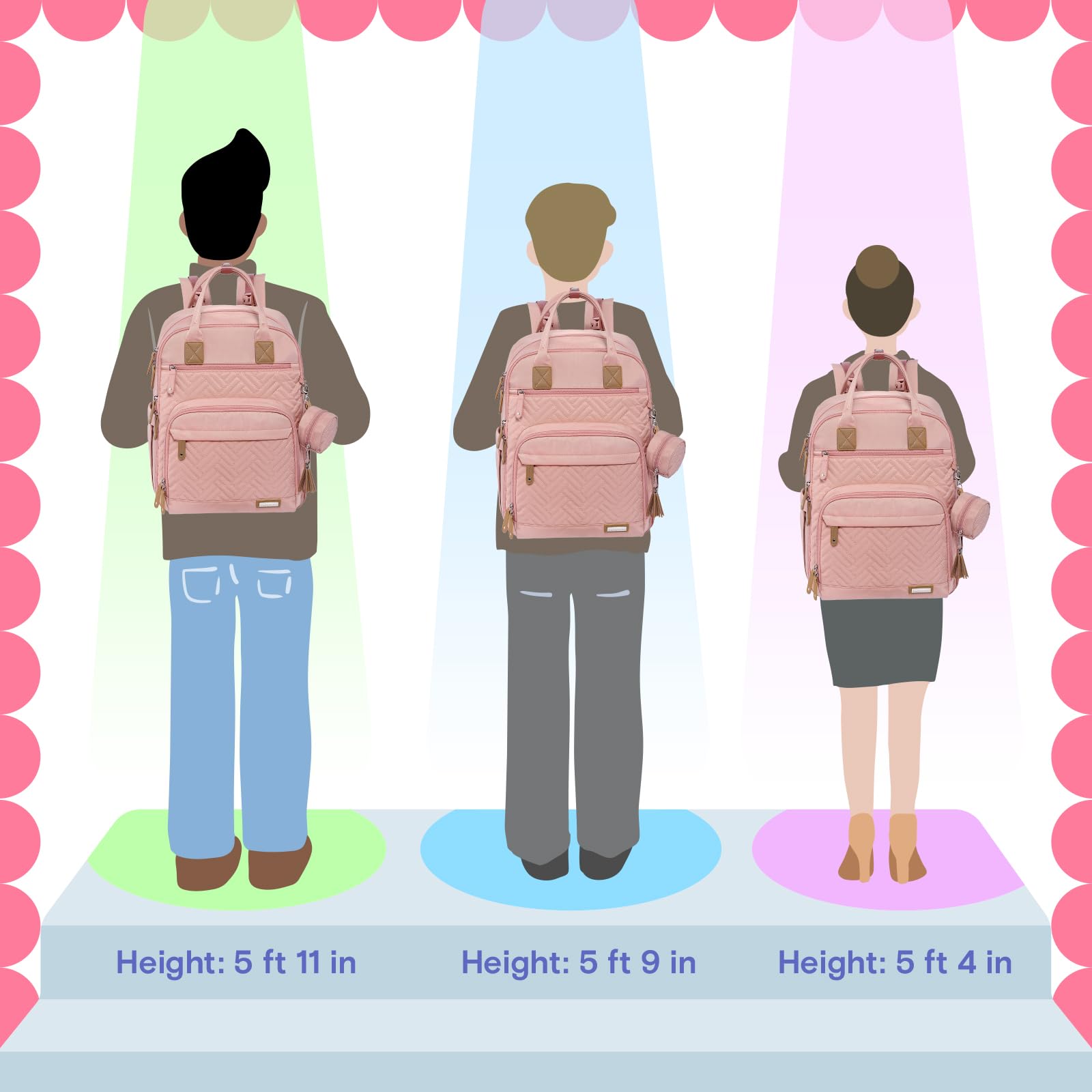 iniuniu backpack luggage strap pink enables easy over-the-shoulder or luggage carry