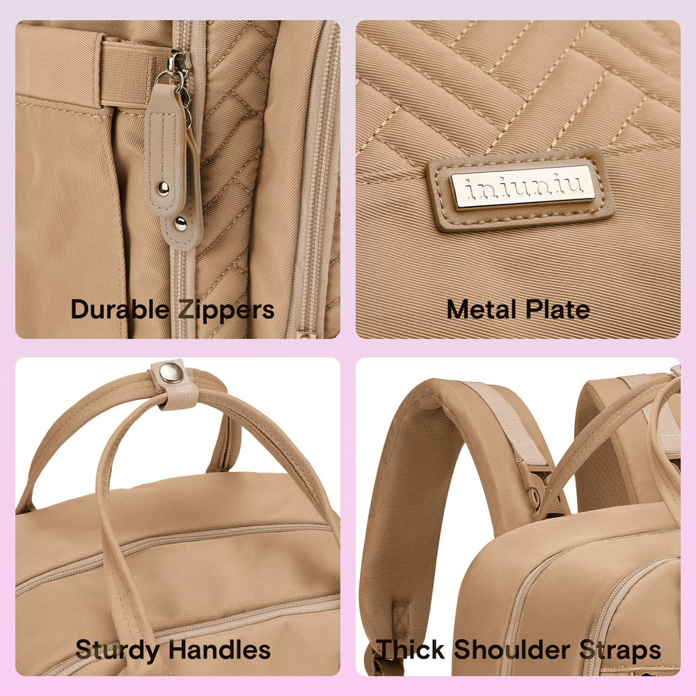 iniuniu diaper bag backpack with 18 pockets helps keep baby gear organized.