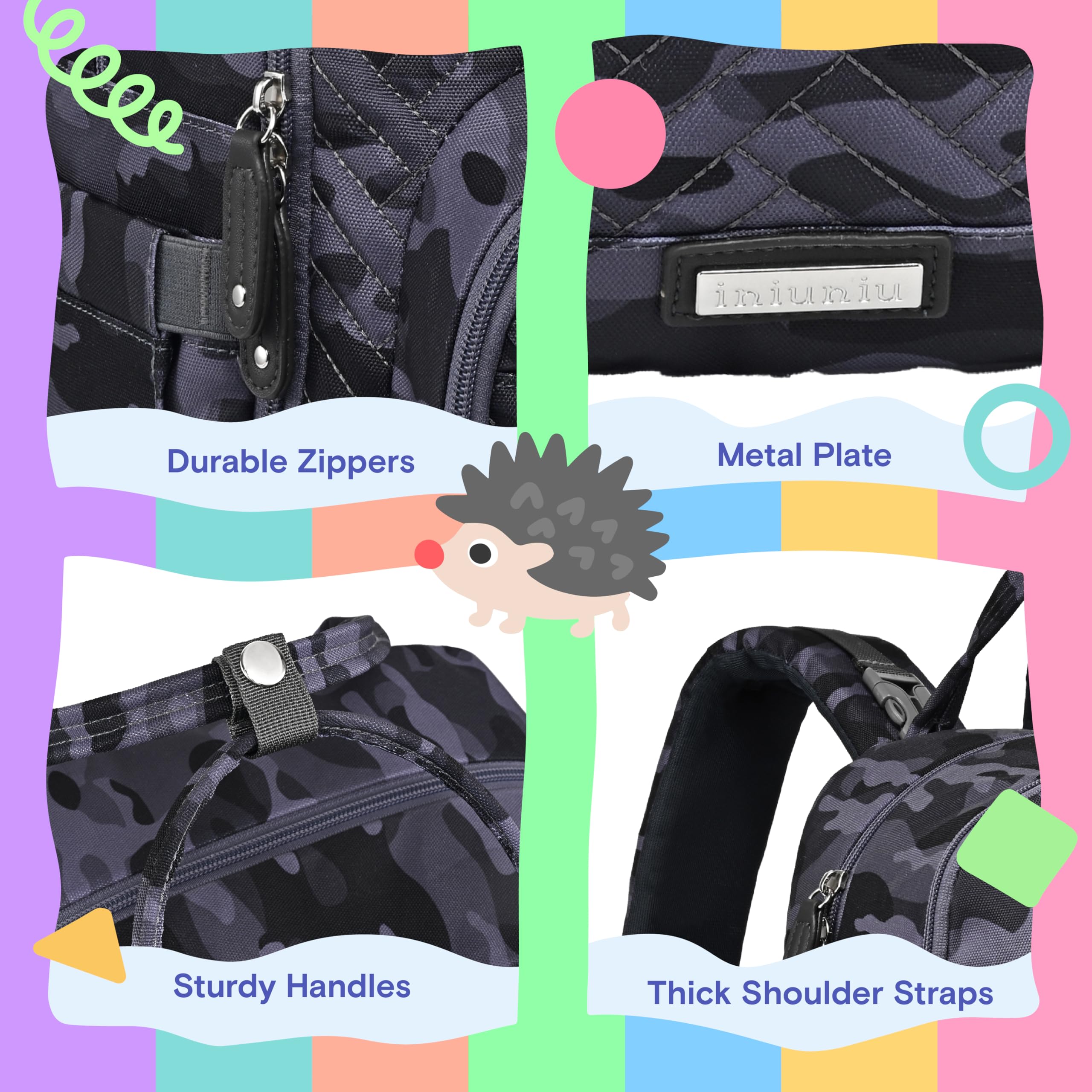 iniuniu diaper bag backpack camo pacifier case keeps small essentials organized.