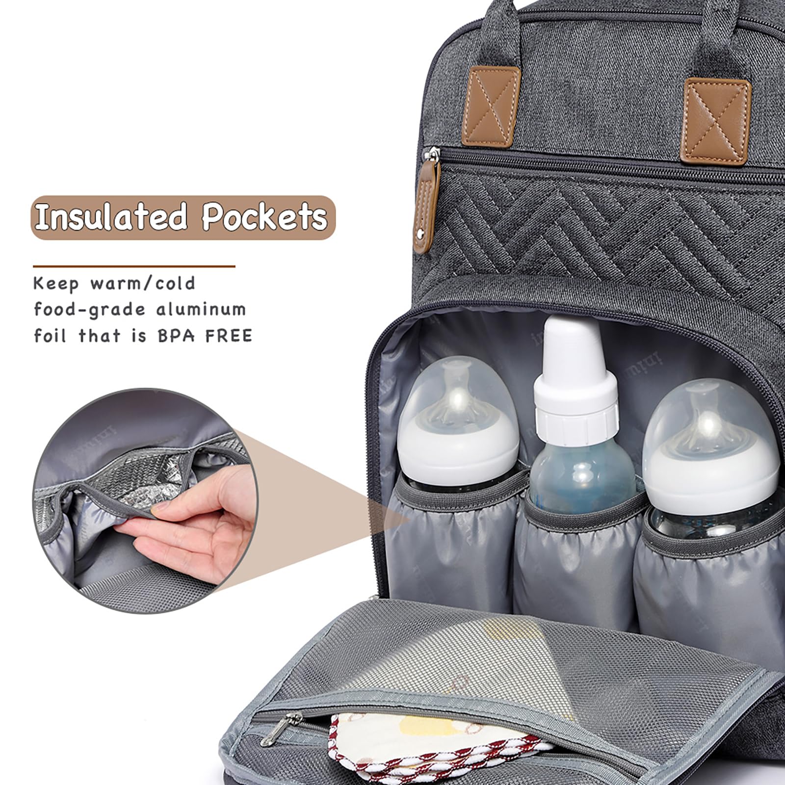 iniuniu diaper bag backpack diaper pouch with changing mat keeps diapering on the go tidy.