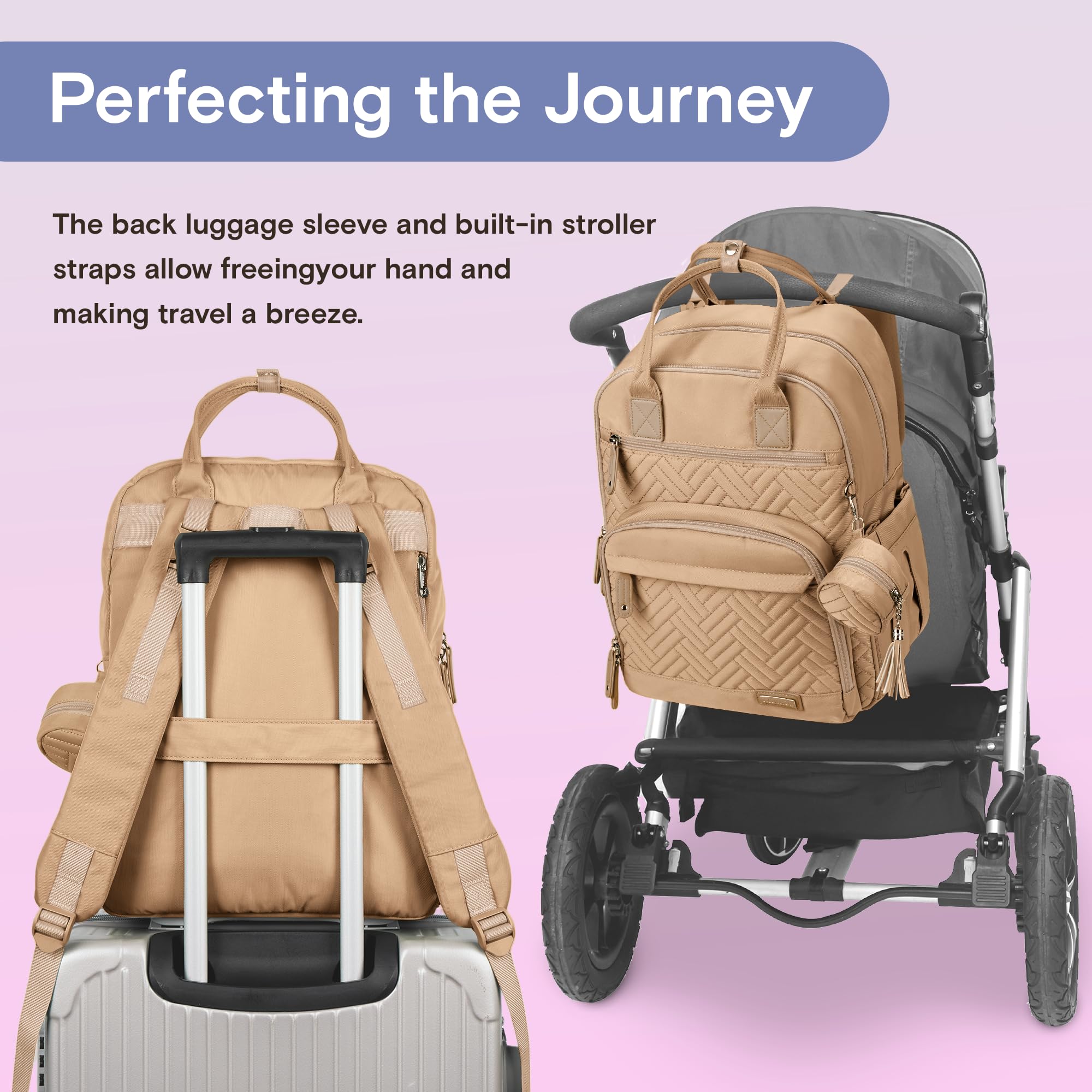iniuniu diaper bag backpack ergonomic cushioned straps for comfortable wear.
