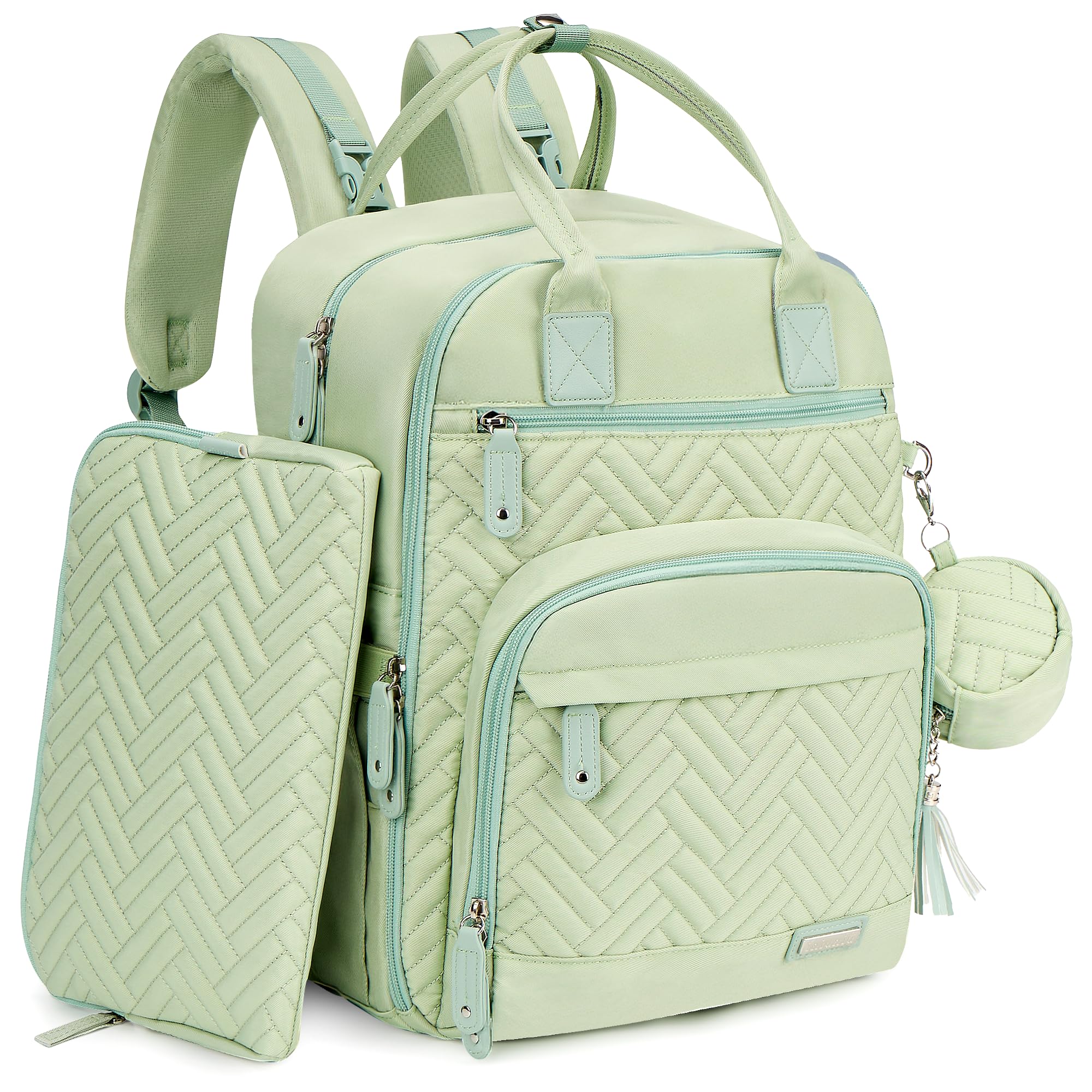 iniuniu Diaper Bag Backpack front view showing spacious layout for on-the-go organization