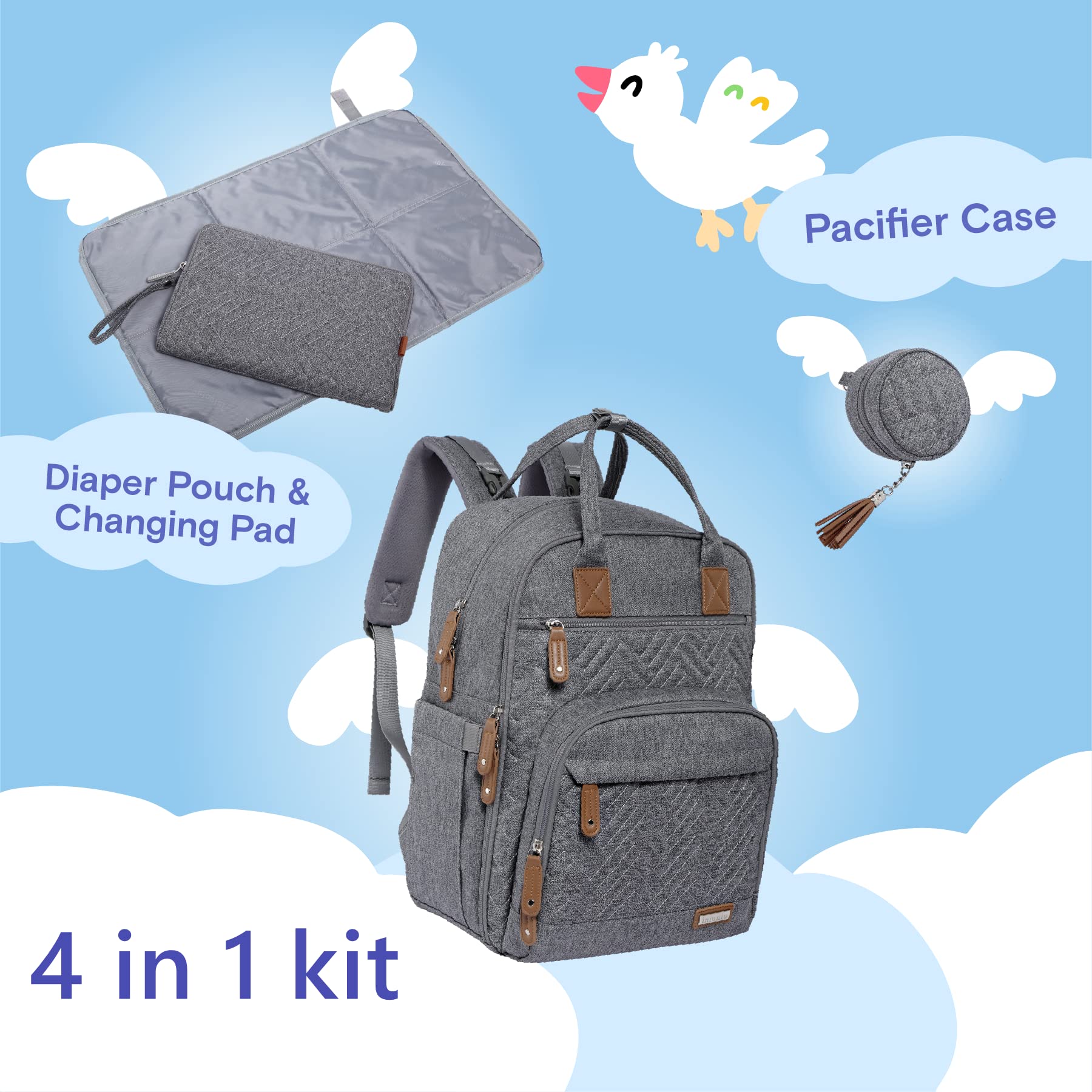 iniuniu diaper bag backpack interior with 18 pockets for easy organization on the go