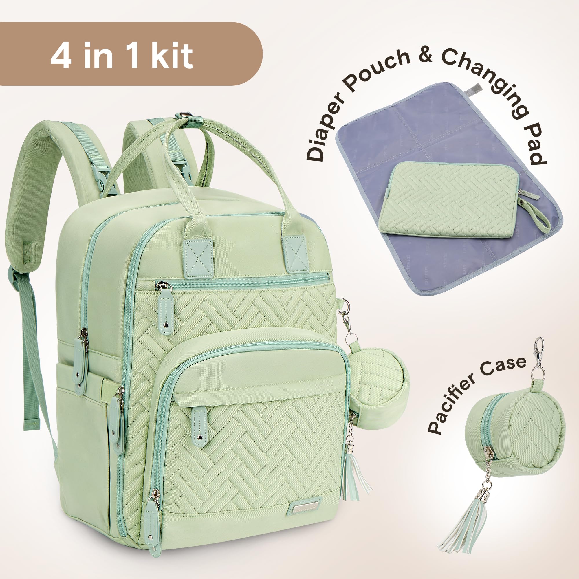 iniuniu Diaper Bag Backpack side pocket with wipes access for quick changes