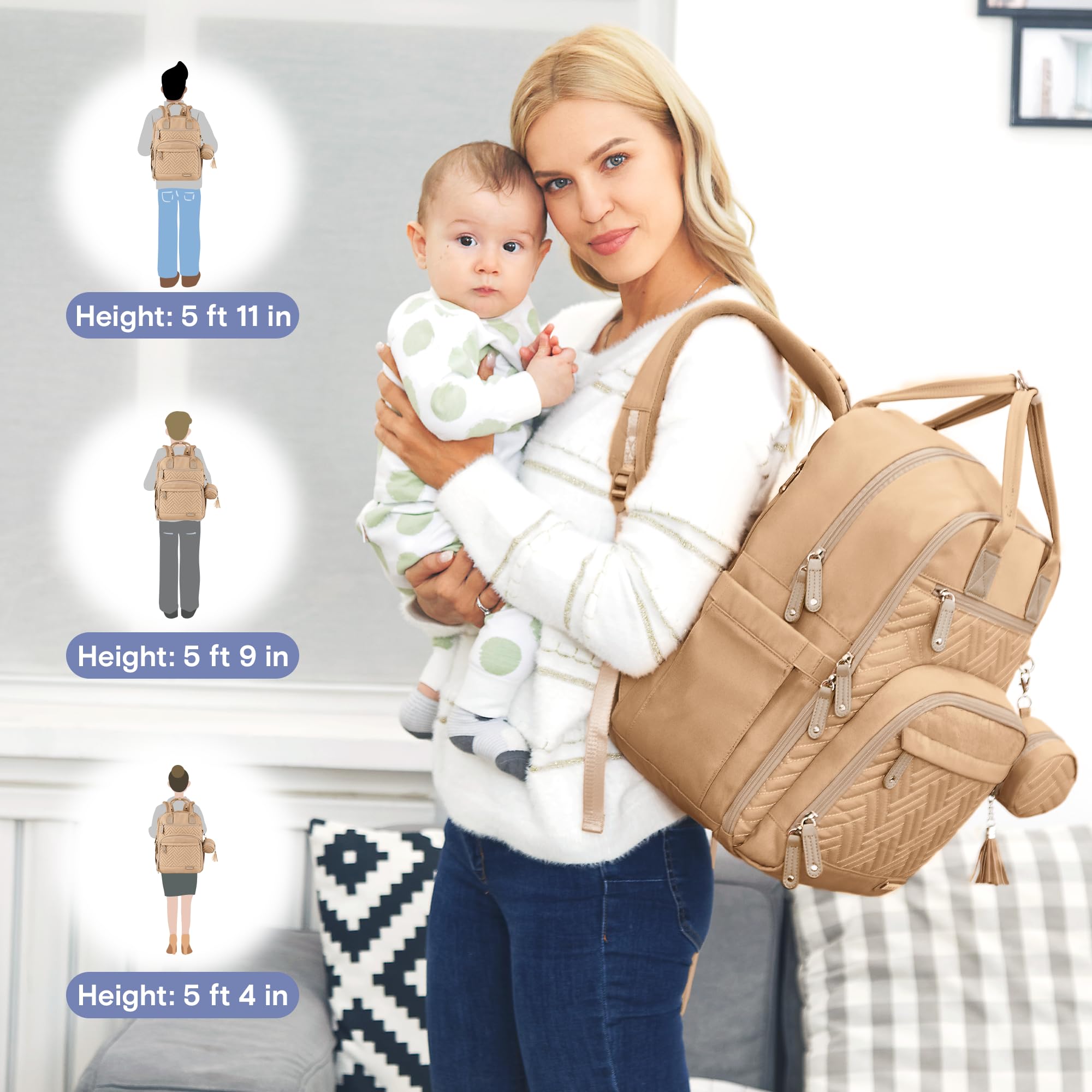 iniuniu diaper bag backpack side pocket for wipes for fast cleanups.