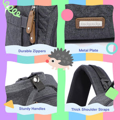 iniuniu diaper bag backpack washable changing pad highlights easy-clean surfaces after messy changes.