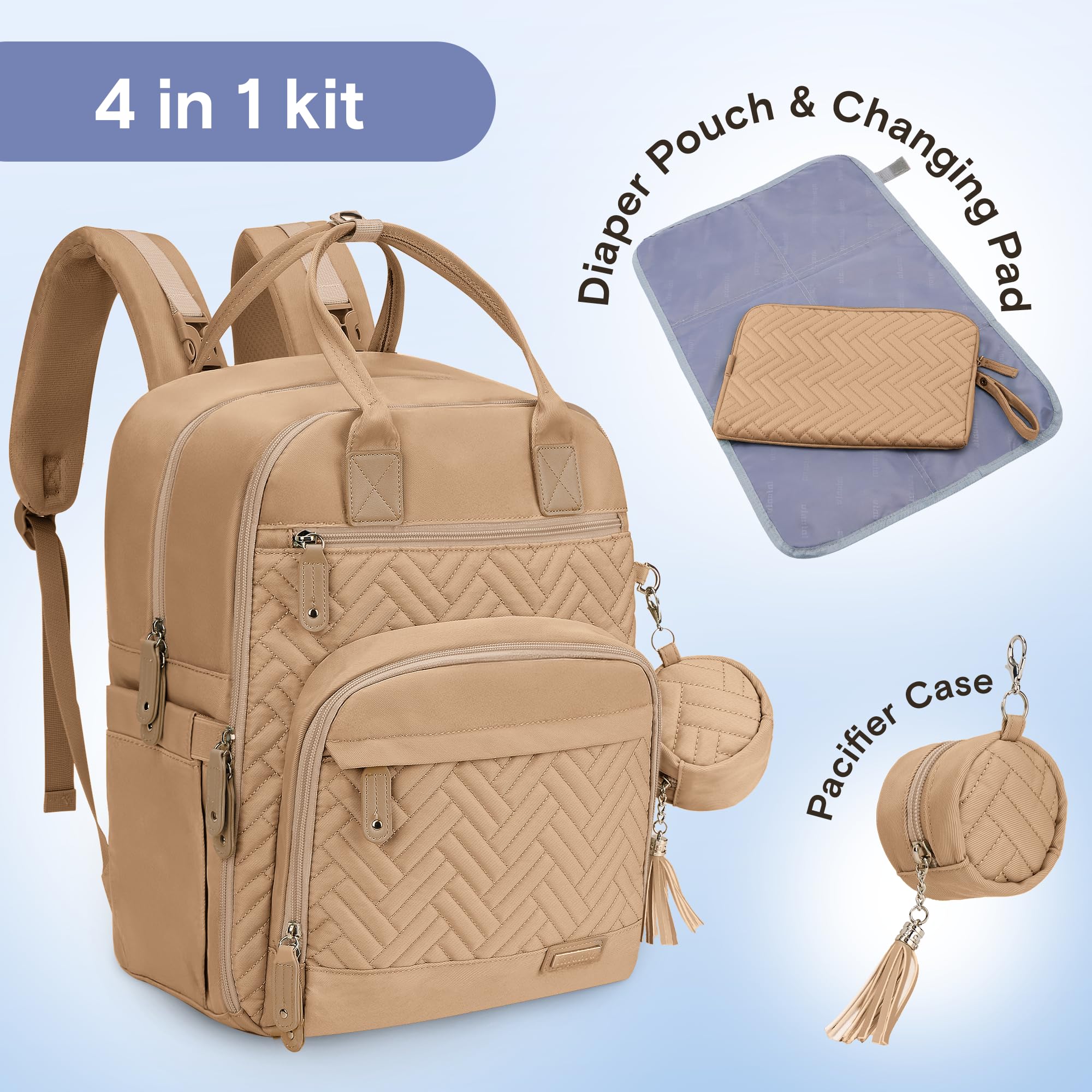 iniuniu diaper bag backpack wide-opening main compartment for easy packing.