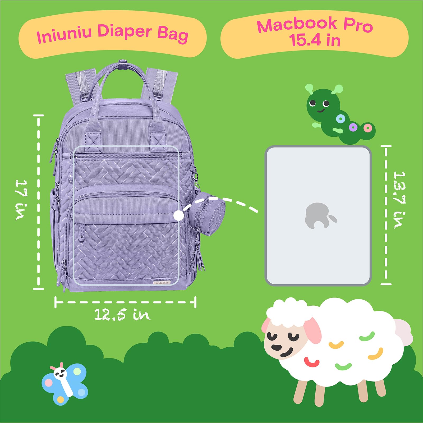 Iniuniu ergonomic shoulder straps provide comfortable carrying on busy days.