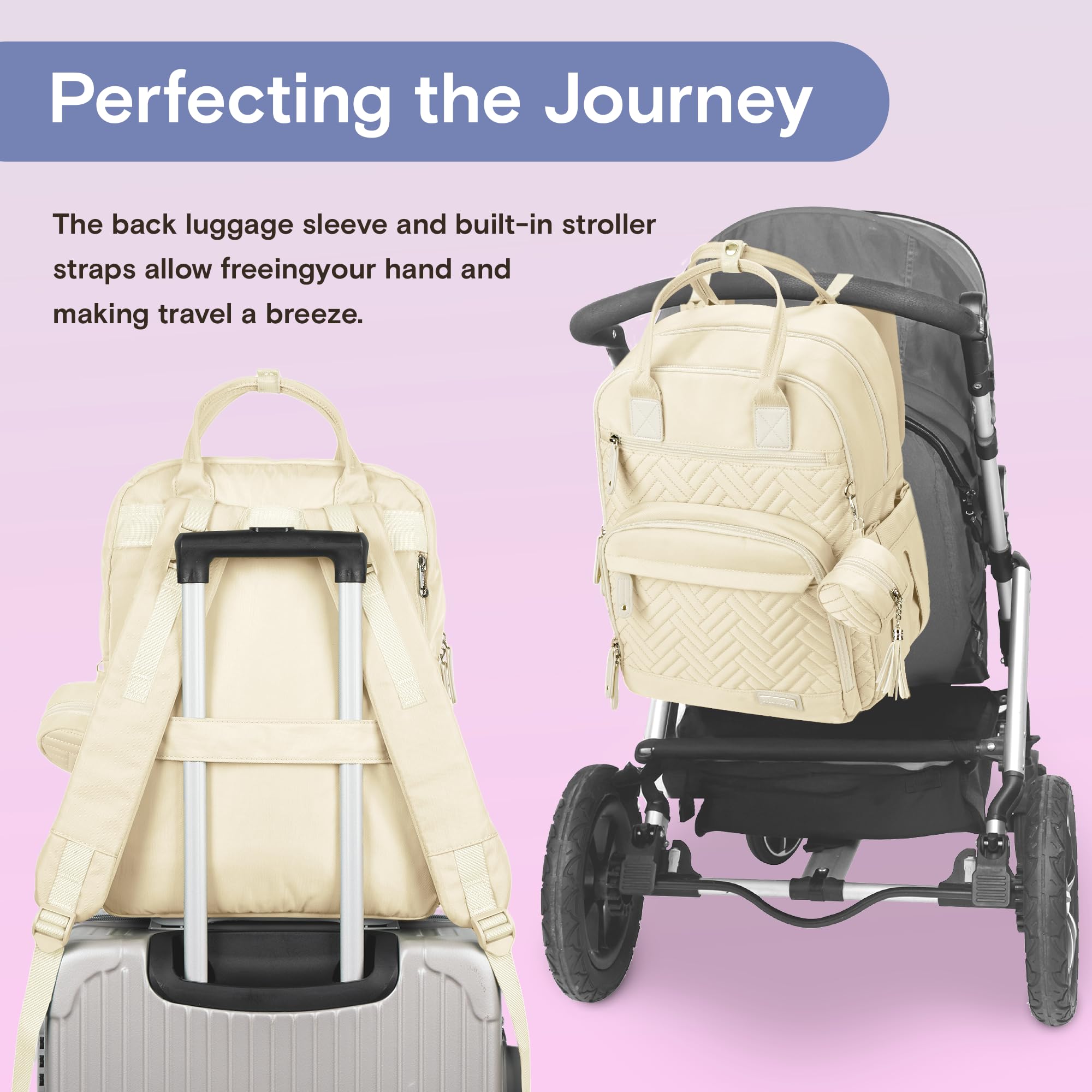 iniuniu diaper bag luggage strap back panel simplifies airport-style travel