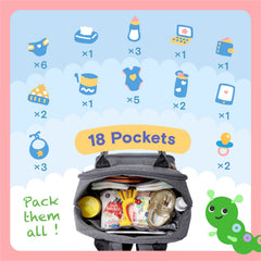 iniuniu diaper bag with built-in stroller straps for hands-free travel