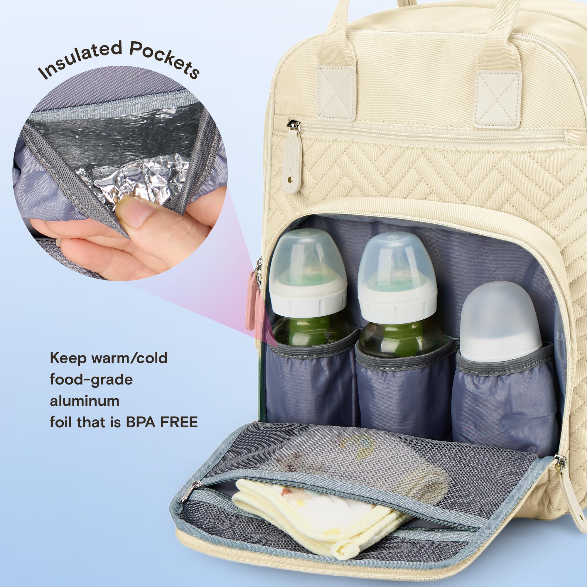 iniuniu diaper bag waterproof fabric allows quick wipe-down after inevitable spills