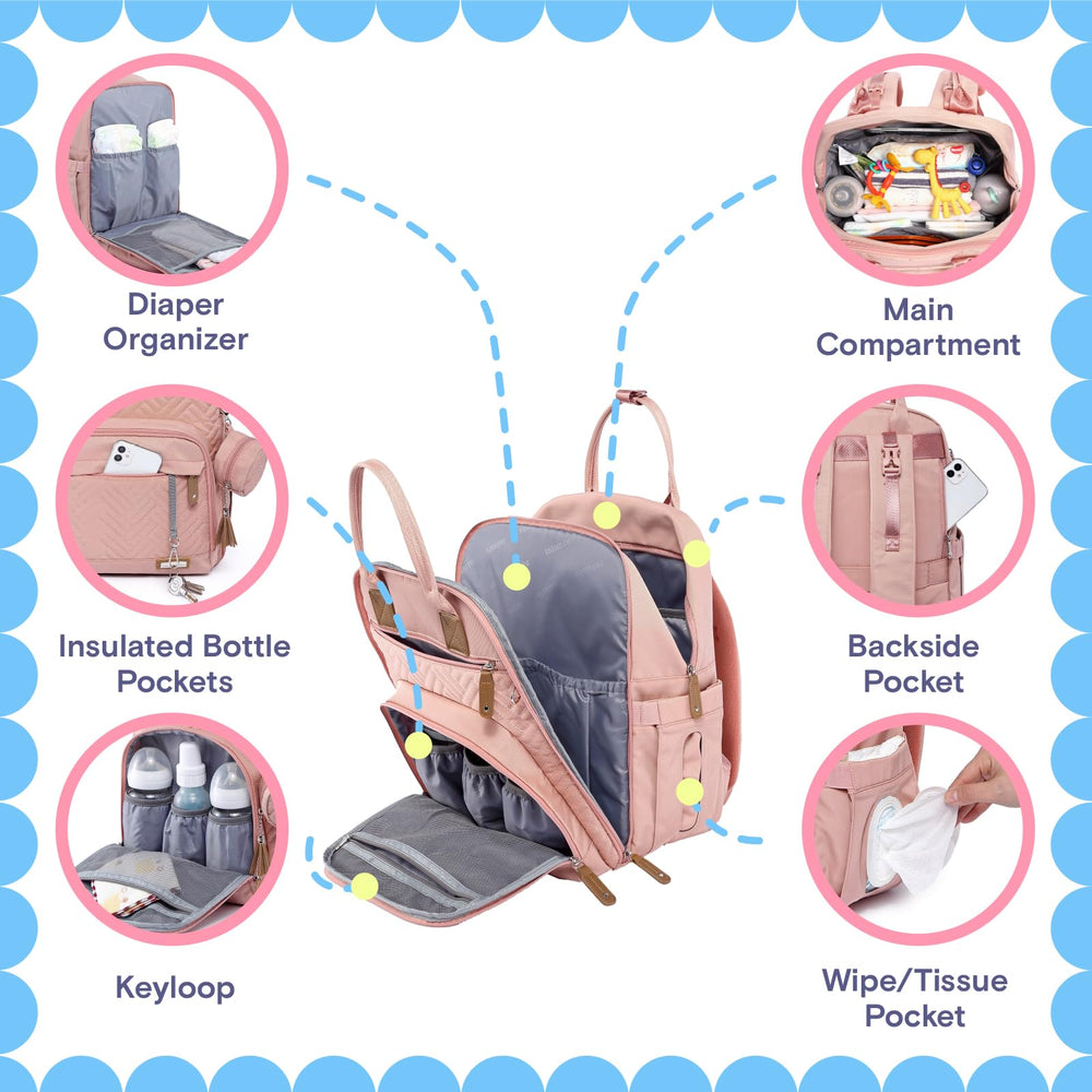 iniuniu diaper pouch open pink reveals machine-washable changing mat for on-the-go changes