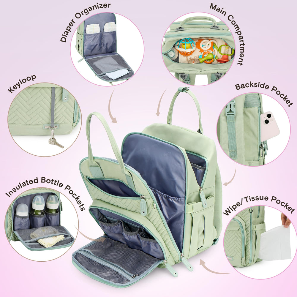 iniuniu Diaper Pouch with Washable Changing Pad for easy diapering on the move