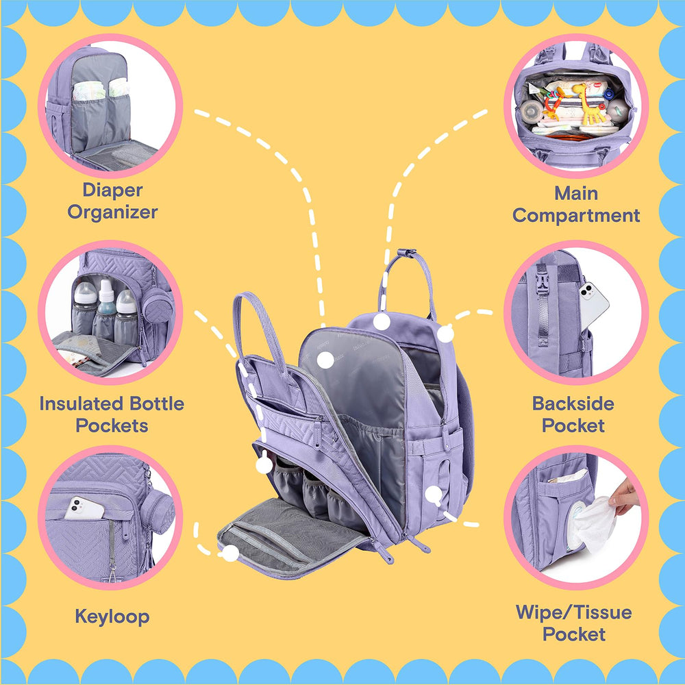 Iniuniu diaper pouch with washable changing mat keeps diapering on-the-go clean.