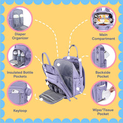 Iniuniu diaper pouch with washable changing mat keeps diapering on-the-go clean.