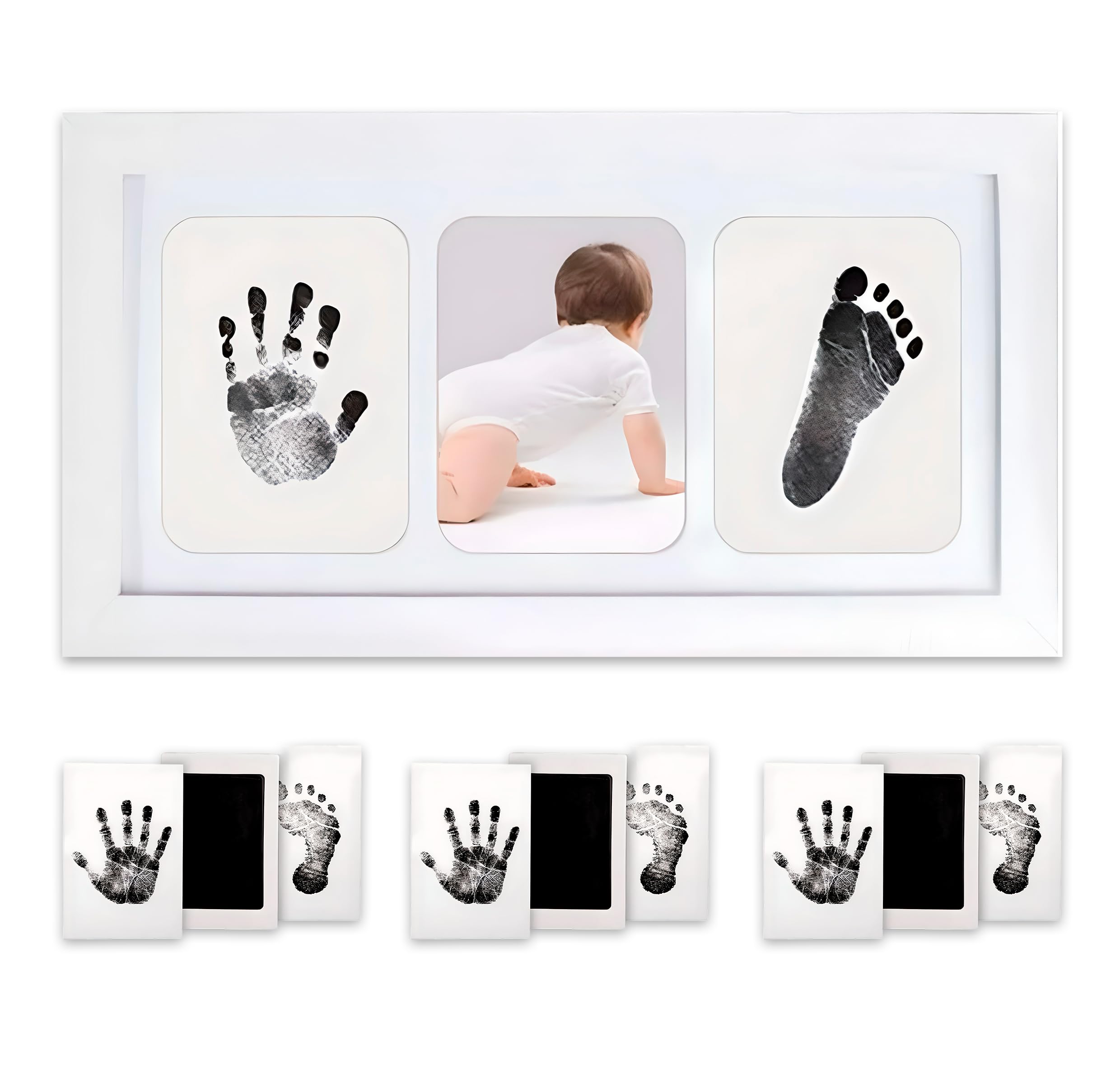Inkless baby-hand-footprint-kit instructions illustrate simple, stress-free setup for busy parents.