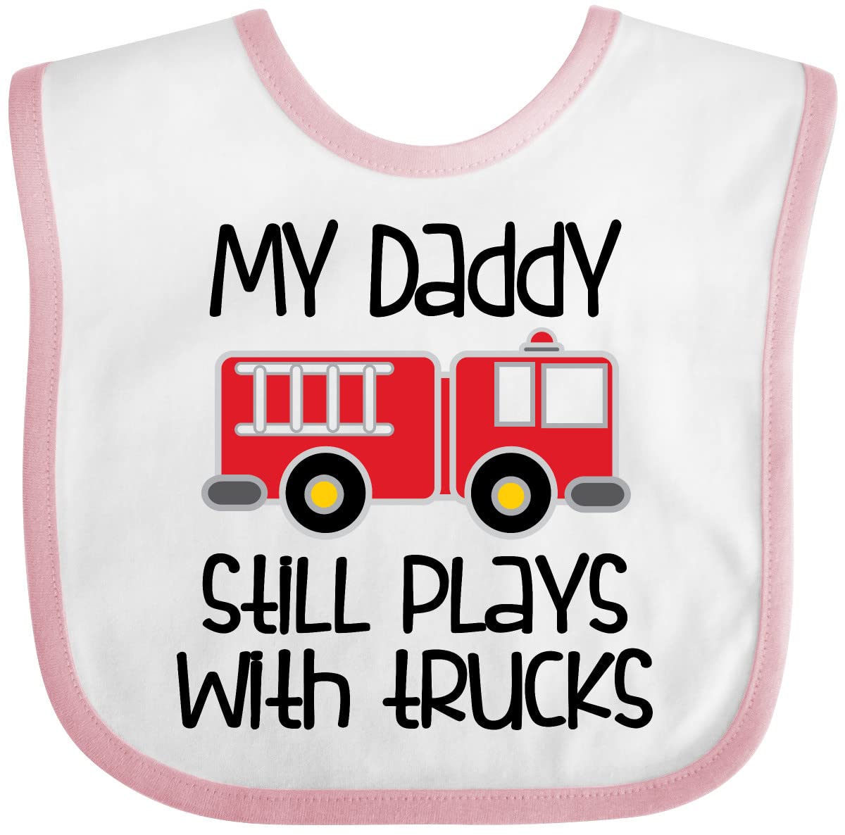 Inktastic firefighter daddy baby bib white front shows durable cotton and easy cleaning.
