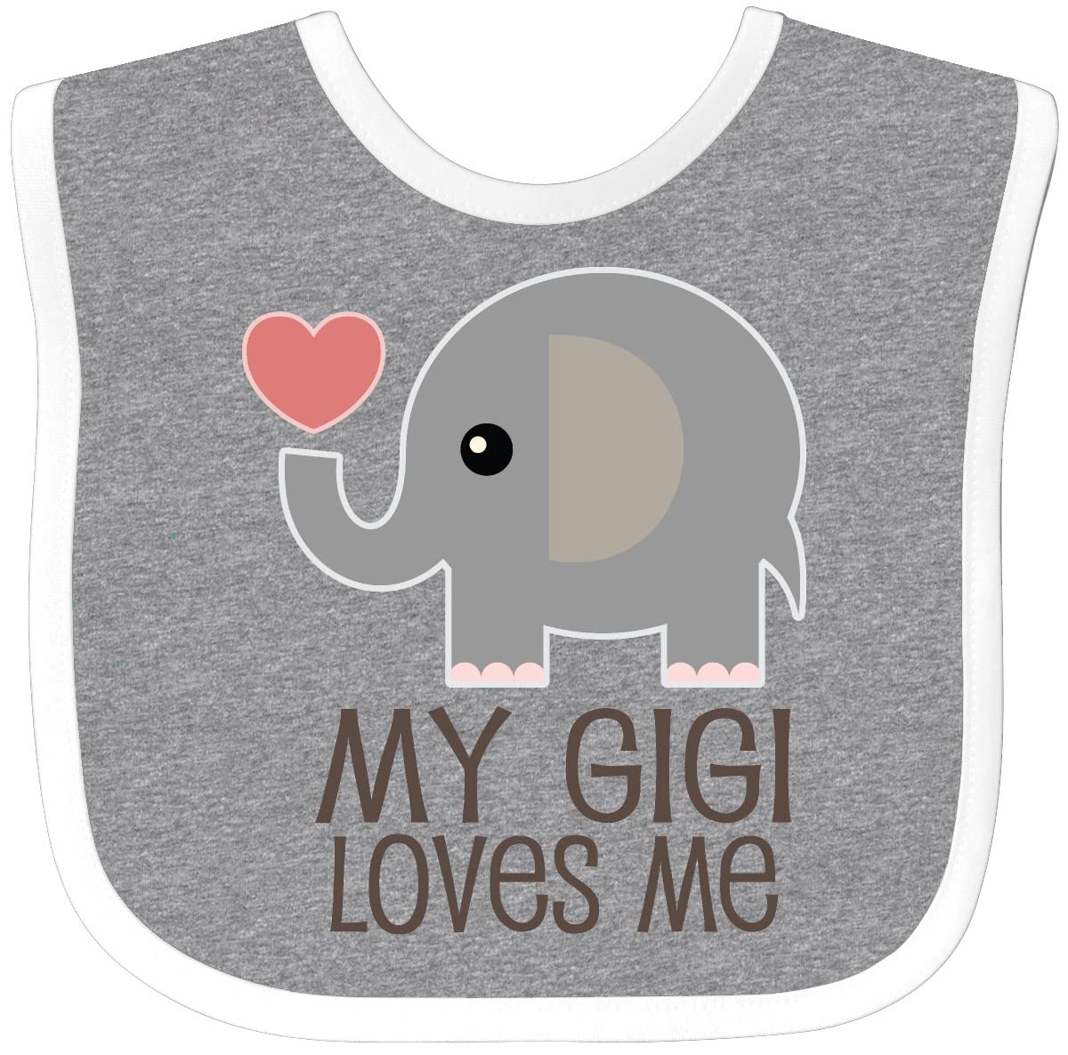 inktastic my gigi loves me bib heather and white close-up of soft cotton for comfy wear
