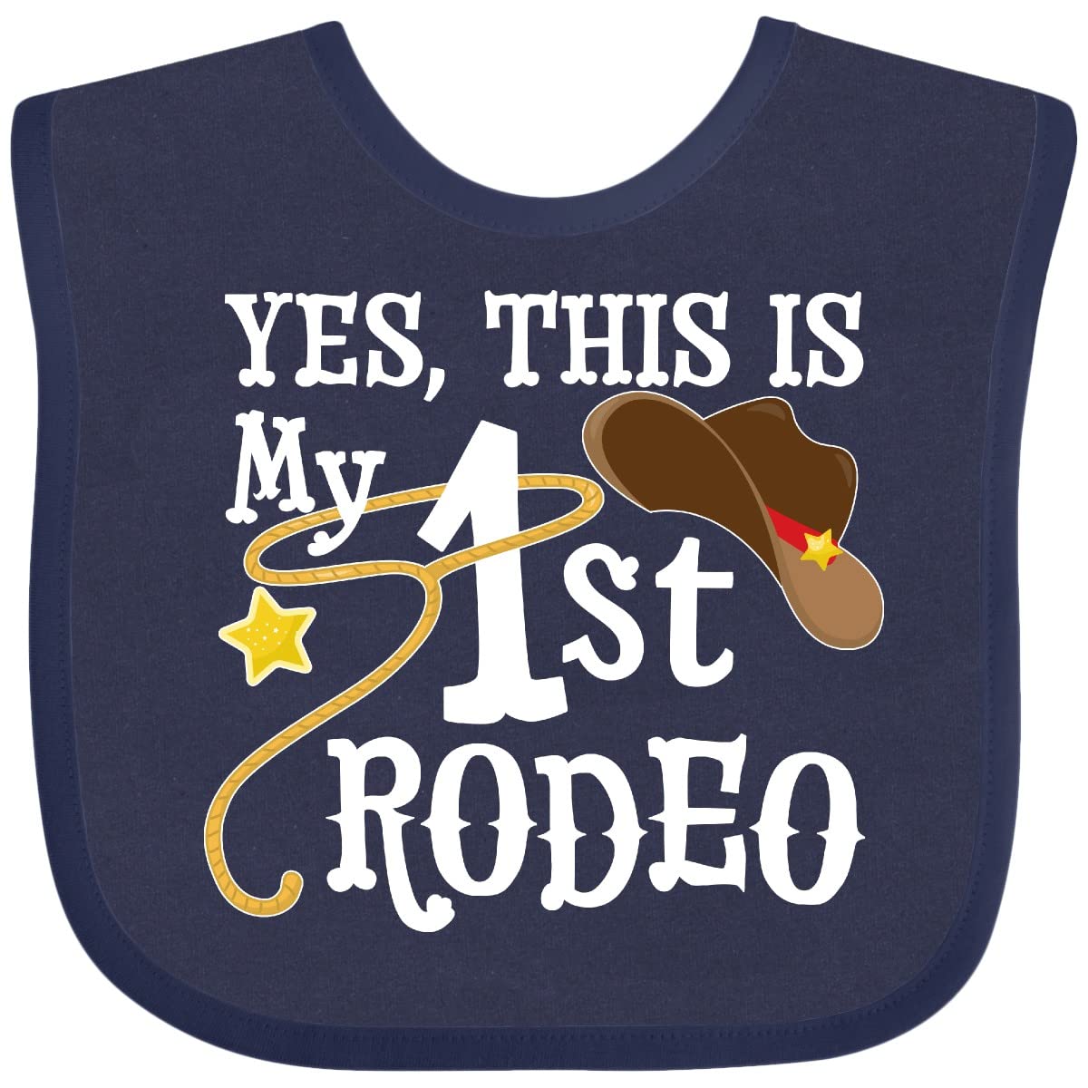 inktastic Yes, this is my 1st Rodeo Navy Blue bib set with hat—great for adorable milestone photos.