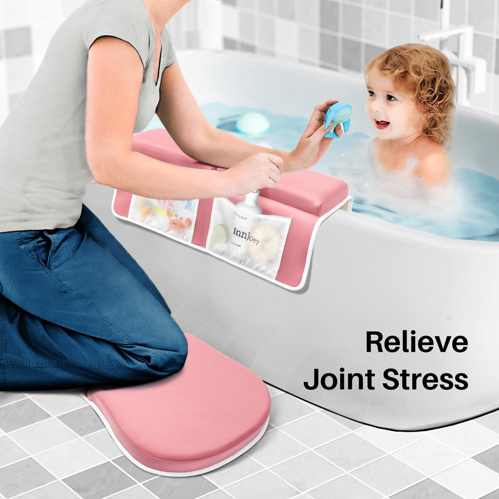InnJoey pink suction cups securely anchor the pad to bathtub surfaces.