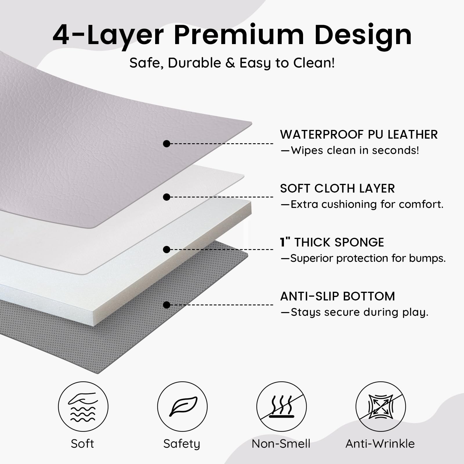 INNO STAGE baby play mat non-slip bottom stabilizes crawling space.