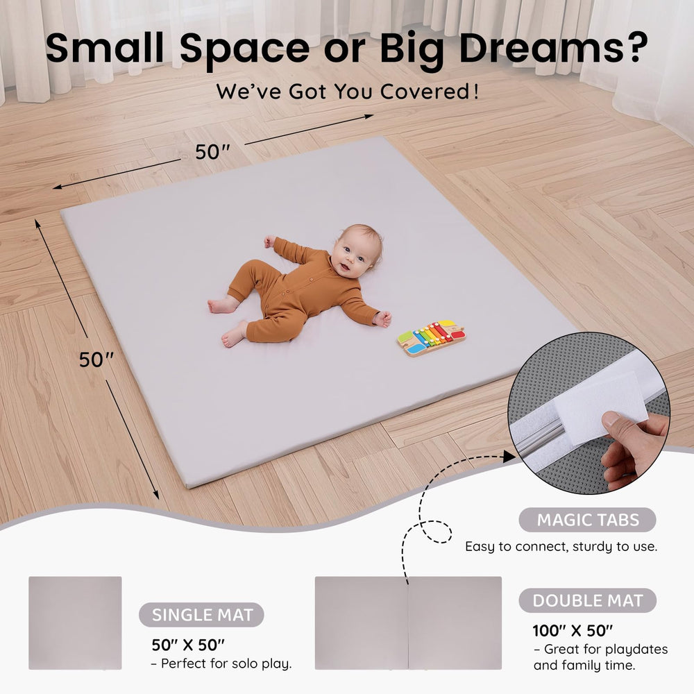 INNO STAGE baby play mat wipe-clean surface keeps spills easy to wipe.