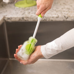 Innobaby silicone brush removable portion simplifies deep sterilization and sanitation.