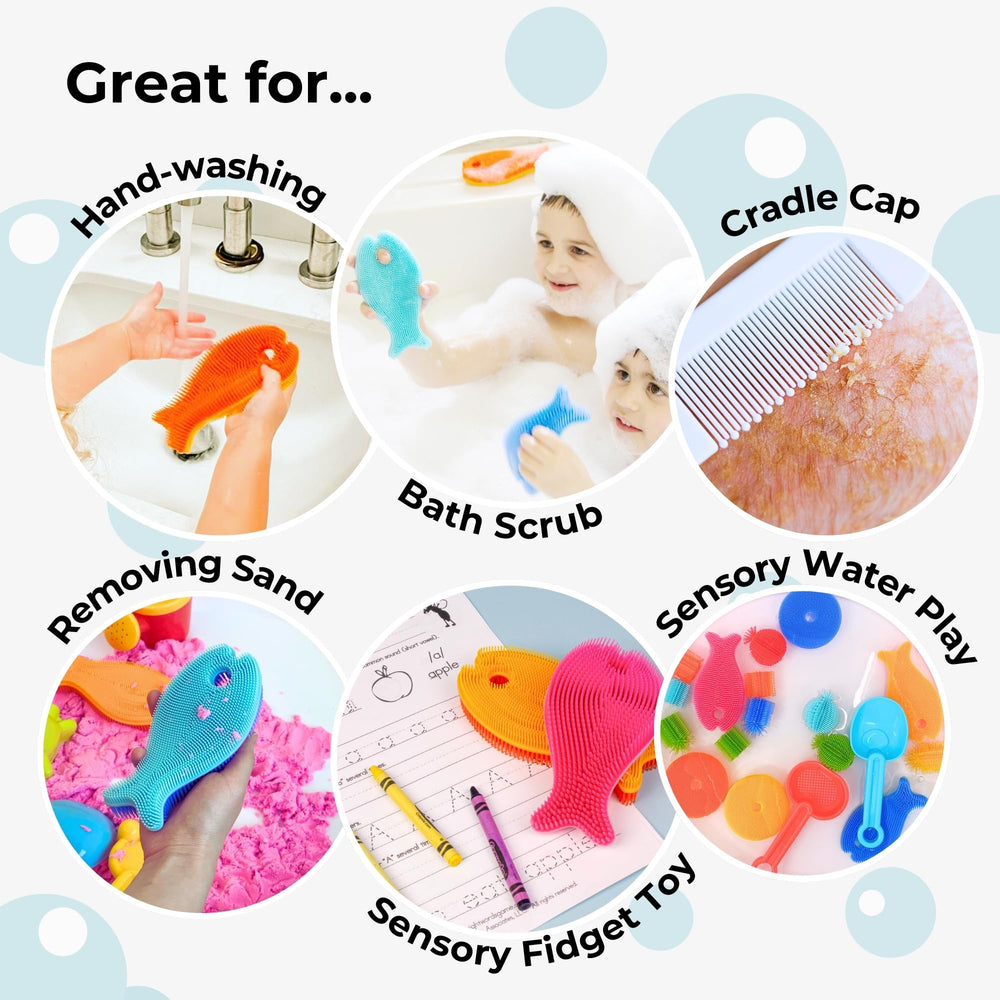 Innobaby Bathin' Smart silicone fish pink dishwasher-clean option for quick sanitizing.